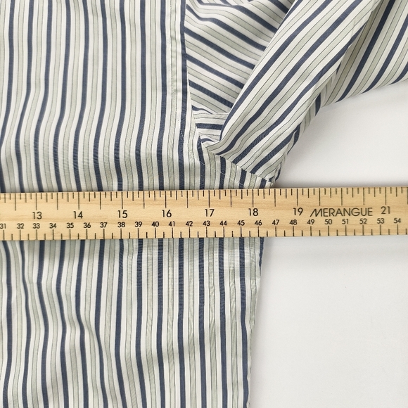 Salvatore Ferragamo Italy Luxury Striped Dress Shirt Blue & White Classic - Picture 7 of 13